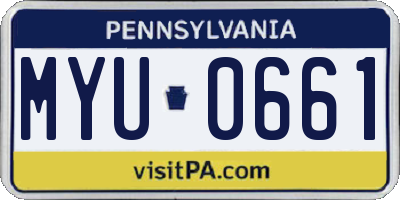 PA license plate MYU0661