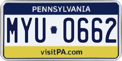 PA license plate MYU0662