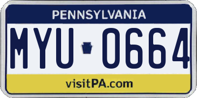 PA license plate MYU0664