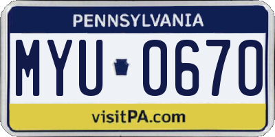 PA license plate MYU0670