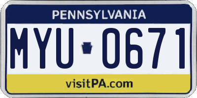 PA license plate MYU0671
