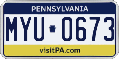 PA license plate MYU0673