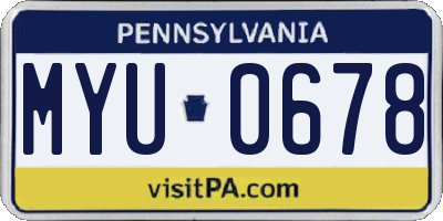 PA license plate MYU0678