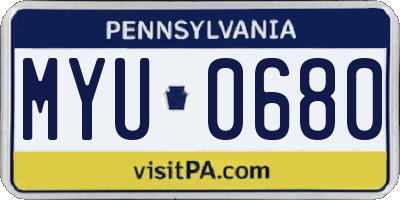 PA license plate MYU0680