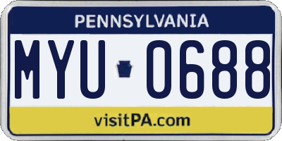 PA license plate MYU0688