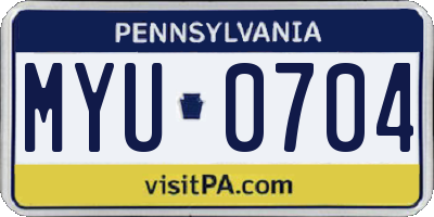 PA license plate MYU0704