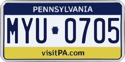 PA license plate MYU0705