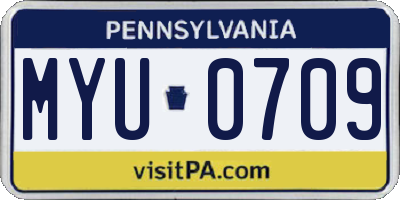 PA license plate MYU0709