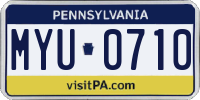 PA license plate MYU0710