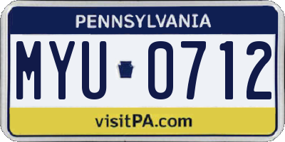 PA license plate MYU0712