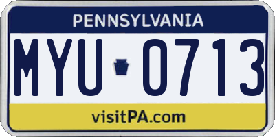 PA license plate MYU0713