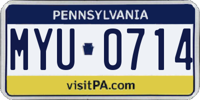 PA license plate MYU0714