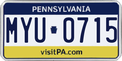 PA license plate MYU0715