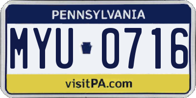 PA license plate MYU0716