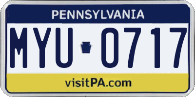 PA license plate MYU0717