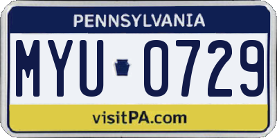 PA license plate MYU0729