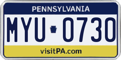 PA license plate MYU0730