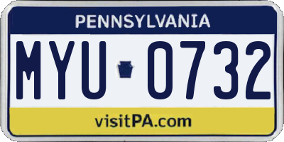 PA license plate MYU0732