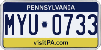 PA license plate MYU0733