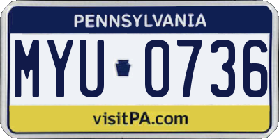 PA license plate MYU0736