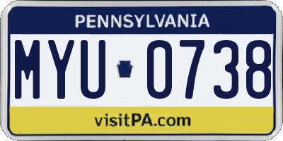 PA license plate MYU0738