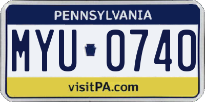 PA license plate MYU0740