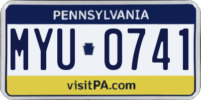 PA license plate MYU0741