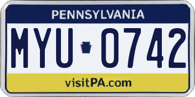 PA license plate MYU0742