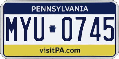 PA license plate MYU0745