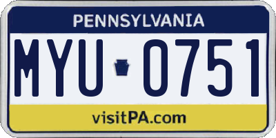 PA license plate MYU0751