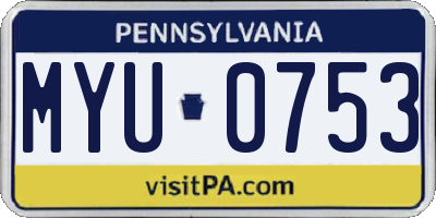 PA license plate MYU0753