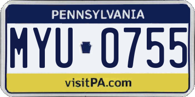 PA license plate MYU0755