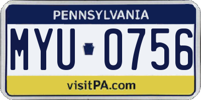 PA license plate MYU0756
