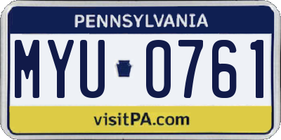 PA license plate MYU0761