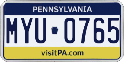 PA license plate MYU0765