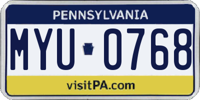 PA license plate MYU0768
