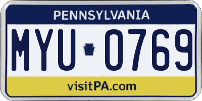PA license plate MYU0769