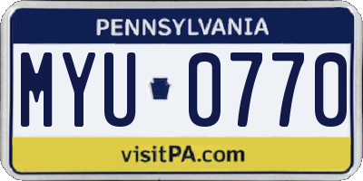 PA license plate MYU0770