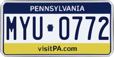 PA license plate MYU0772
