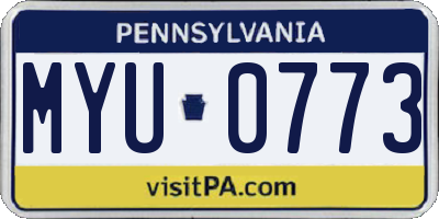 PA license plate MYU0773