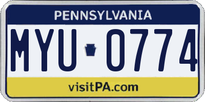 PA license plate MYU0774