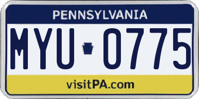 PA license plate MYU0775