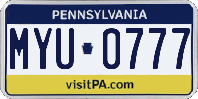 PA license plate MYU0777