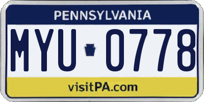PA license plate MYU0778