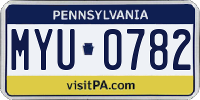 PA license plate MYU0782