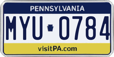 PA license plate MYU0784