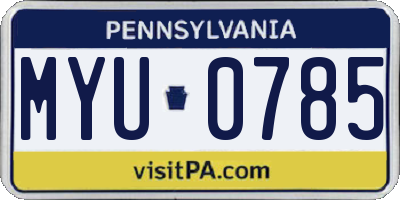 PA license plate MYU0785