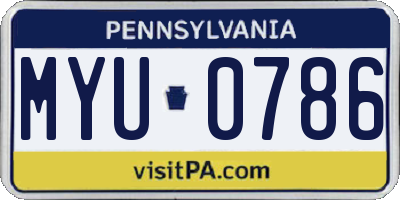 PA license plate MYU0786
