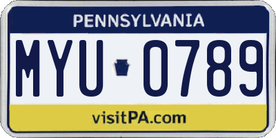 PA license plate MYU0789