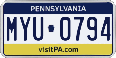 PA license plate MYU0794